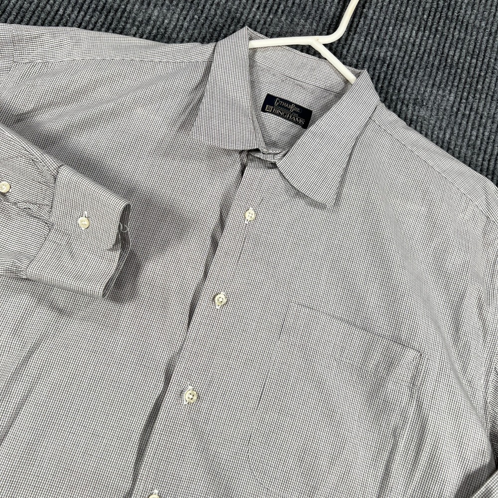 Vintage Gitman Bros Shirt Mens 17 35 Gray Long Sleeve Button Up Casual Dress